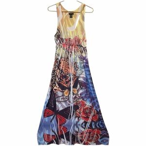Maxi Dress Sleeveless Stretch Large Multicolor Butterfly Animal Print Boho✨